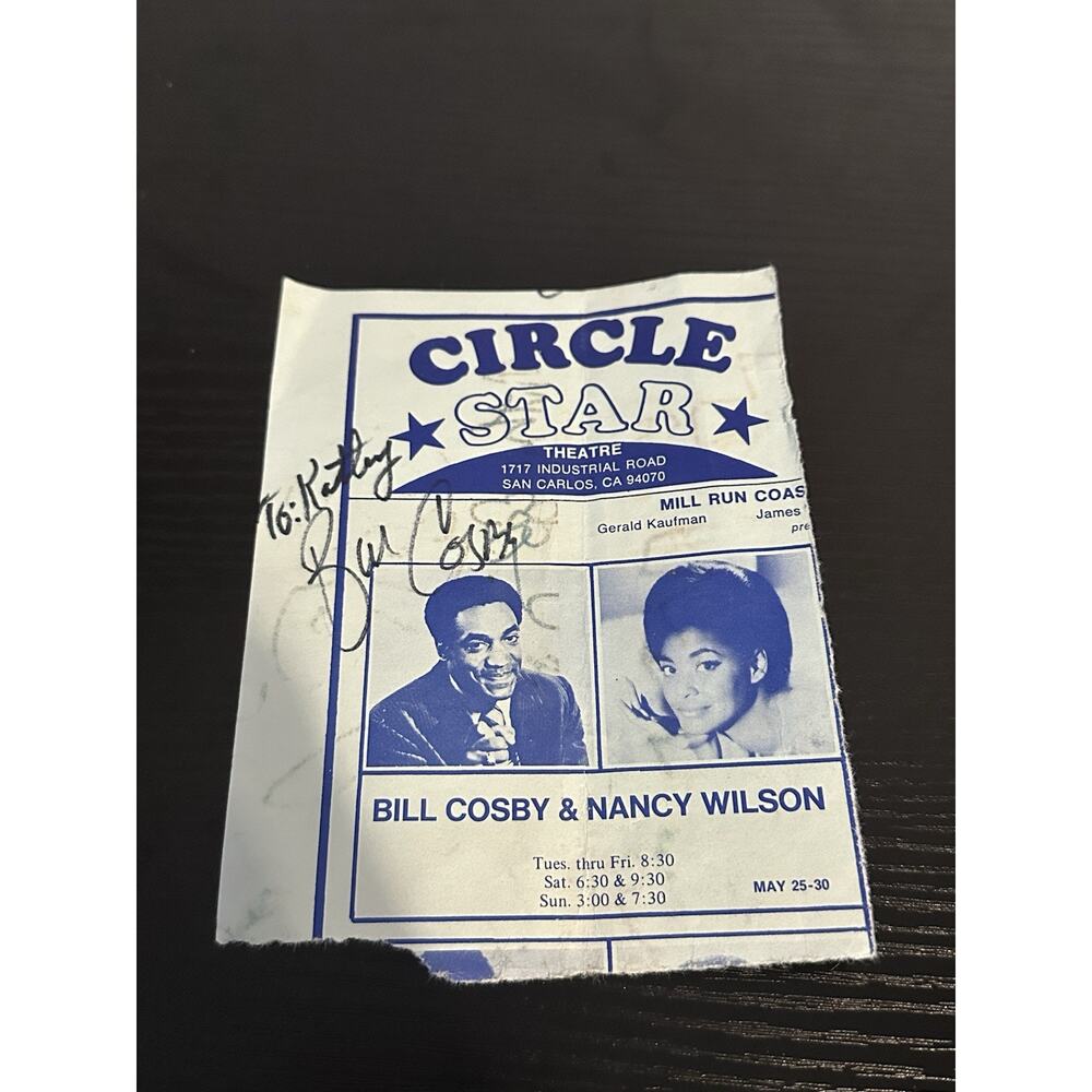 Vintage Circle Star Signed Paper By Bill Cosby From 1960’s Unique One Of A Kind